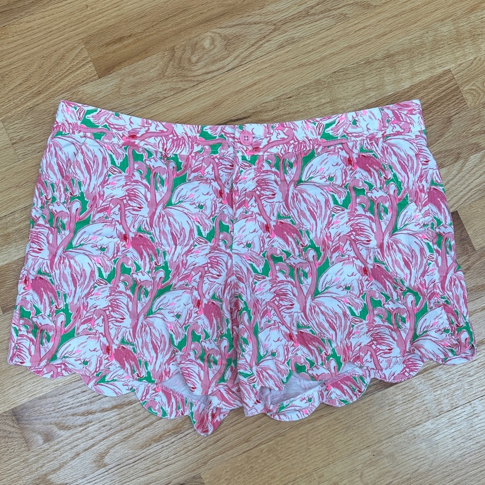 Lilly Pulitzer Pink and Green flamingo buttercup shorts size 12